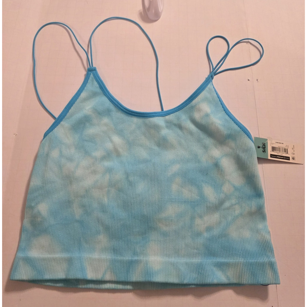 No Boundaries Bra Womens Juniors SizeSmall Blue Tie Dye Wireless Strap Cami NWT